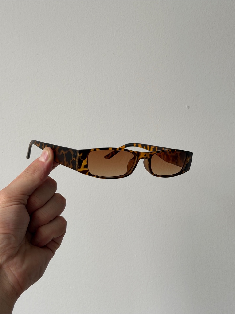 Tortoiseshell Rectangular Sunglasses - Brown Lenses